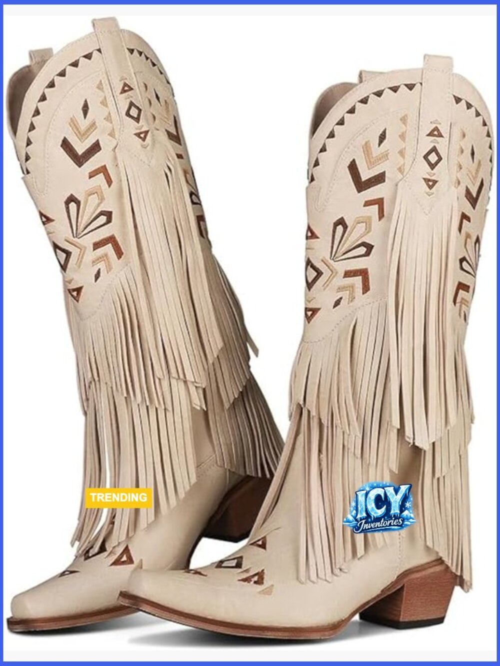 Knee High Cowgirl Boots Faux Leather Fringe Western Boots